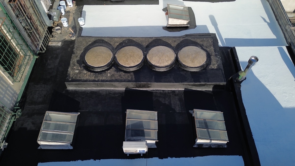 Avance de impermeabilización visto desde vista aérea